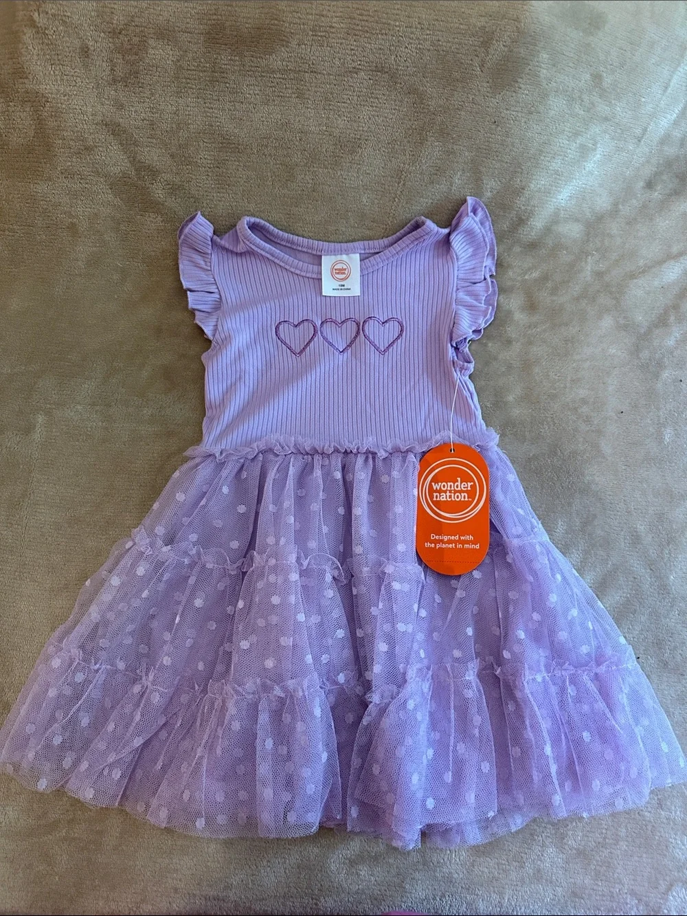 wonder nation Lavender Heart Ruffle Tulle Dress